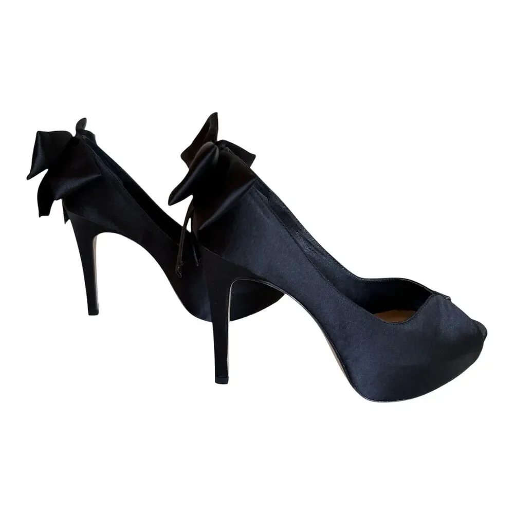 Share POUR LA VICTOIRE Women's Size 6 High Heels Open Toe Platform Pump Black Sa